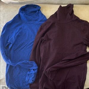 Athleta Long Sleeve Tees - Blue and Dark Purple